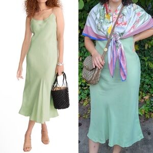 J. Crew Gwyneth Cupro Blend Slip Dress Sagebrush Green Bias Cut Silk Midi Size 4
